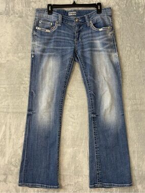 Daytrip Aquarius Flare Y2K Jeans Women 30R Medium Wash Low Rise Western Boho